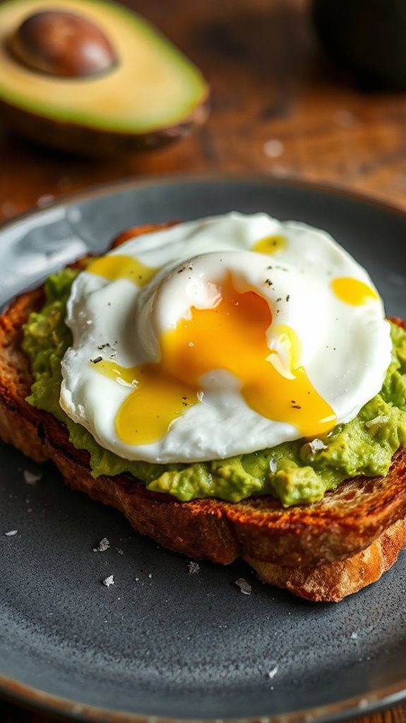 avocado topped egg toast
