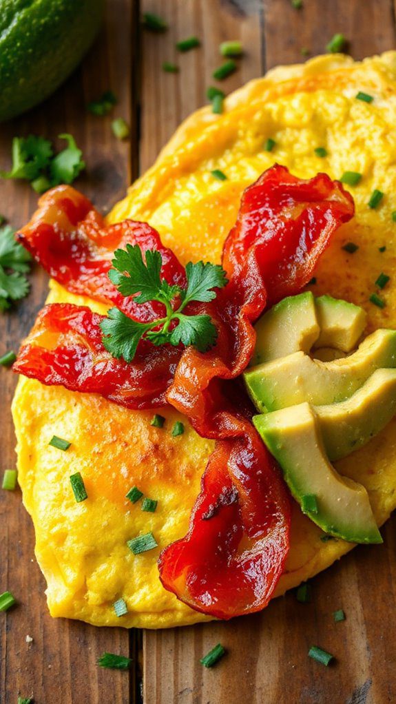 bacon avocado filled omelette recipe bacon avocado filled omelette recipe