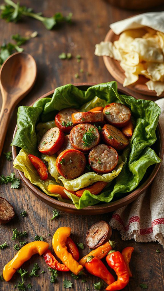 baked cabbage with sausage