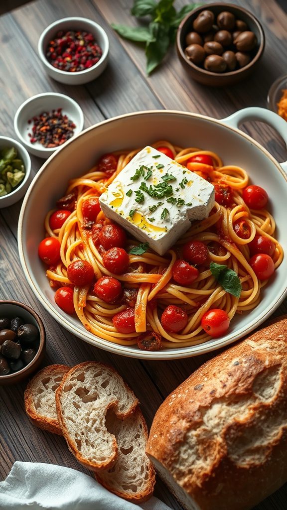 baked feta pasta dish