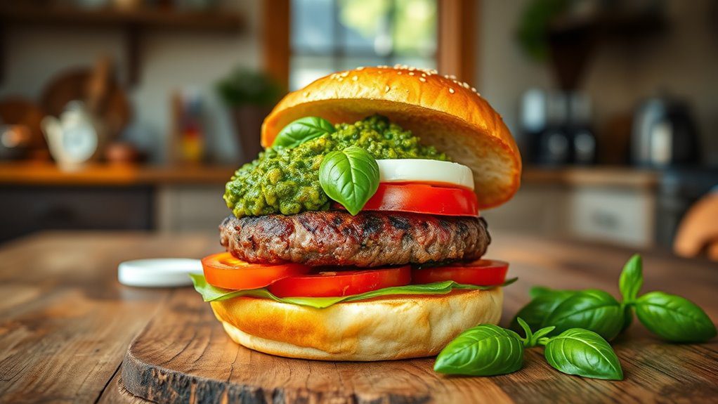 basil pesto burger masterpiece