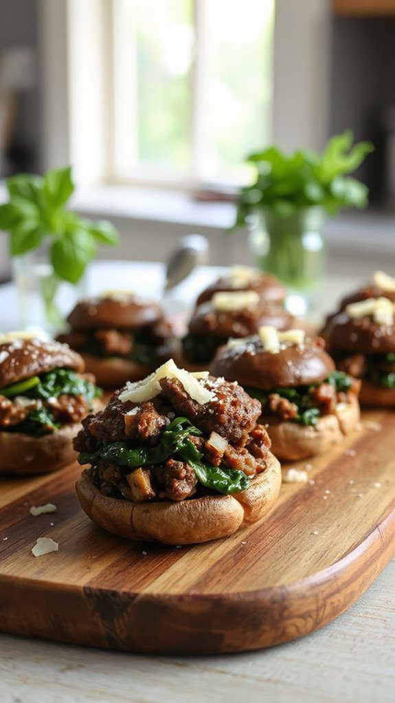 beef filled mushroom appetizers