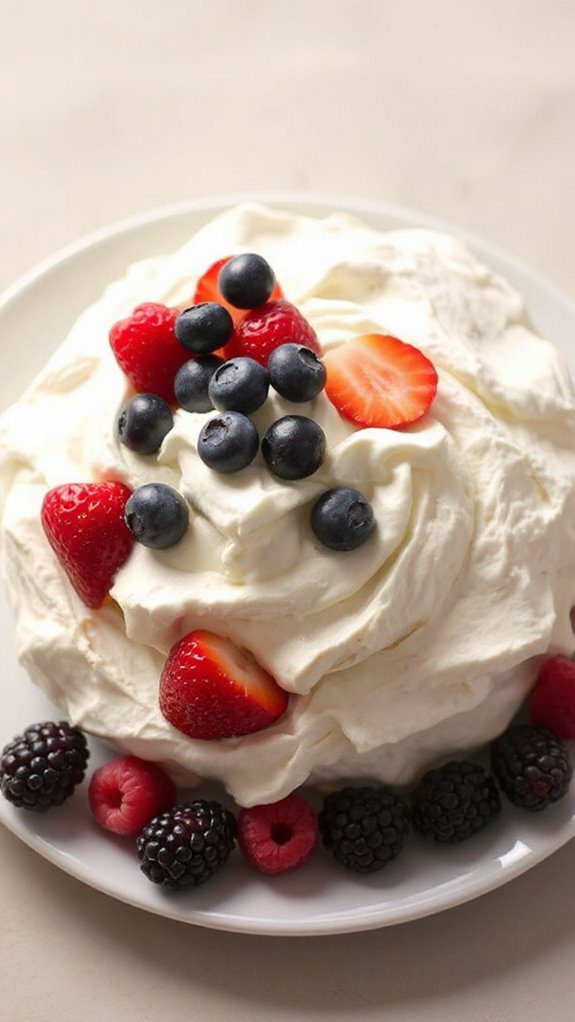 berry topped meringue dessert