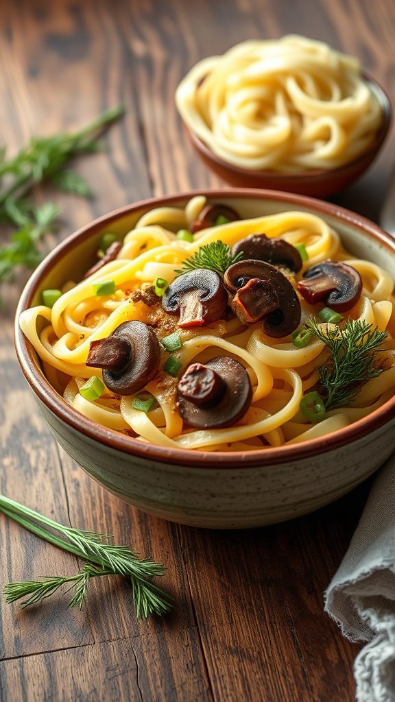 cabbage and mushroom noodles