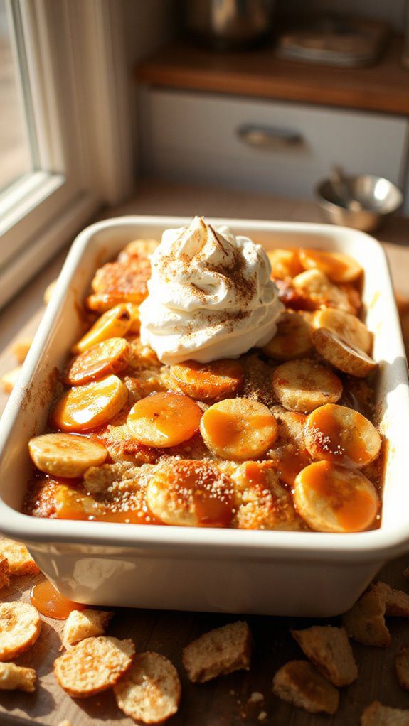 caramelized banana bread pudding