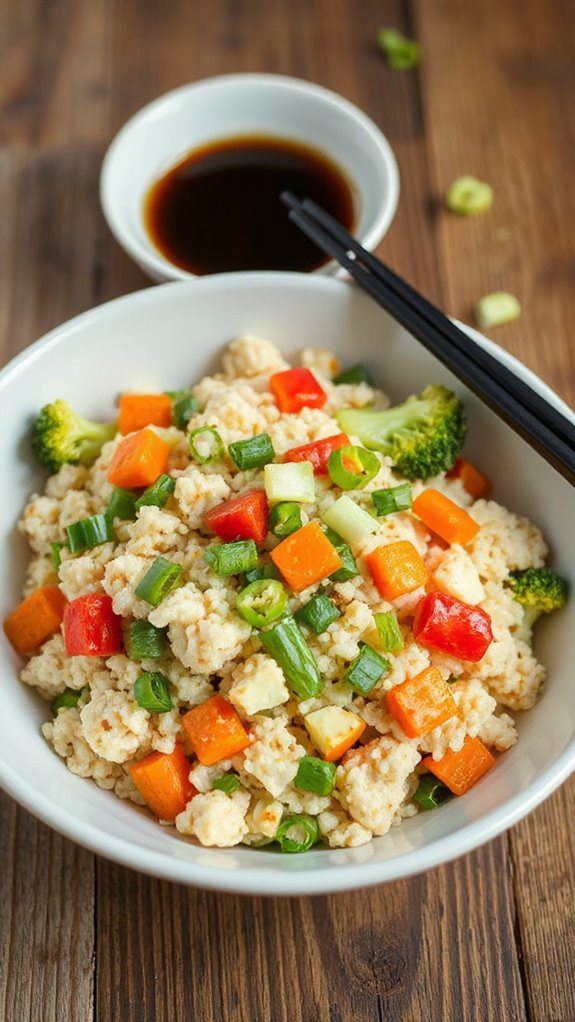 cauliflower rice stir fry dish cauliflower rice stir fry dish