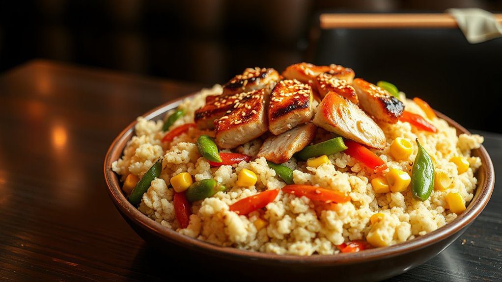 cauliflower rice with teriyaki