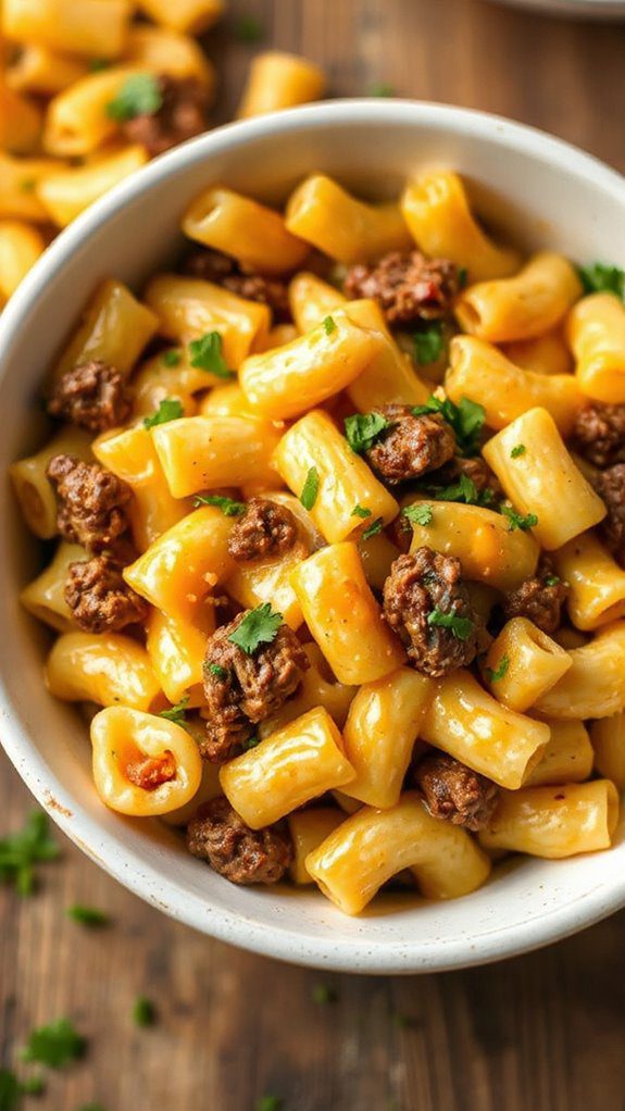cheeseburger inspired macaroni dish