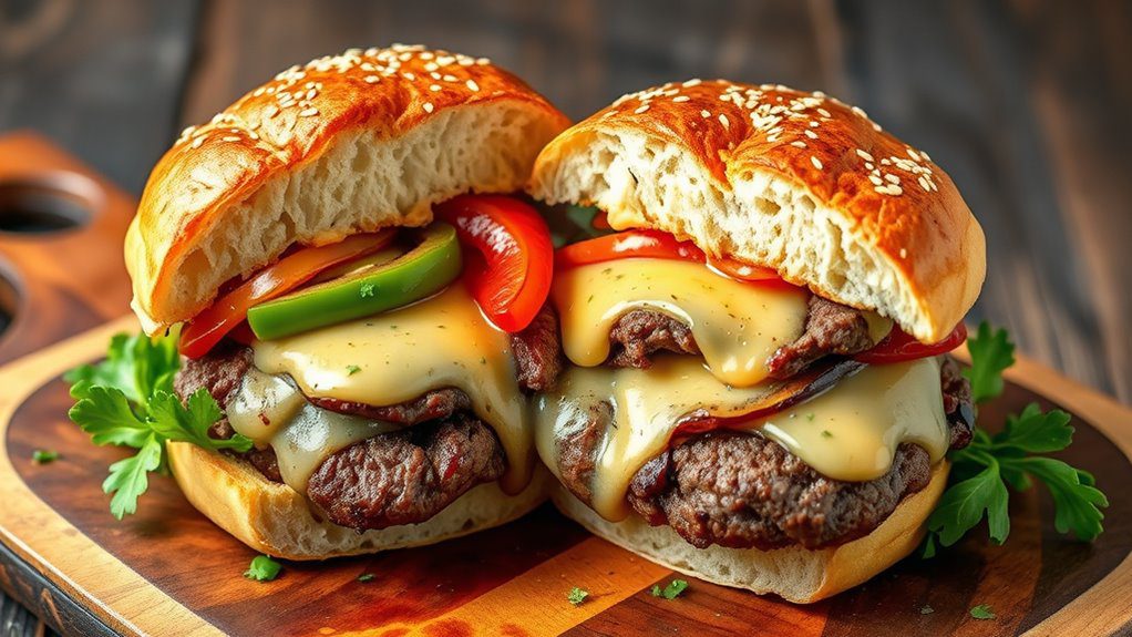 cheesesteak filled burger delight