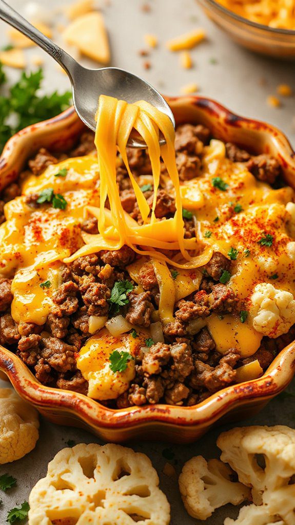 cheesy beef cauliflower casserole