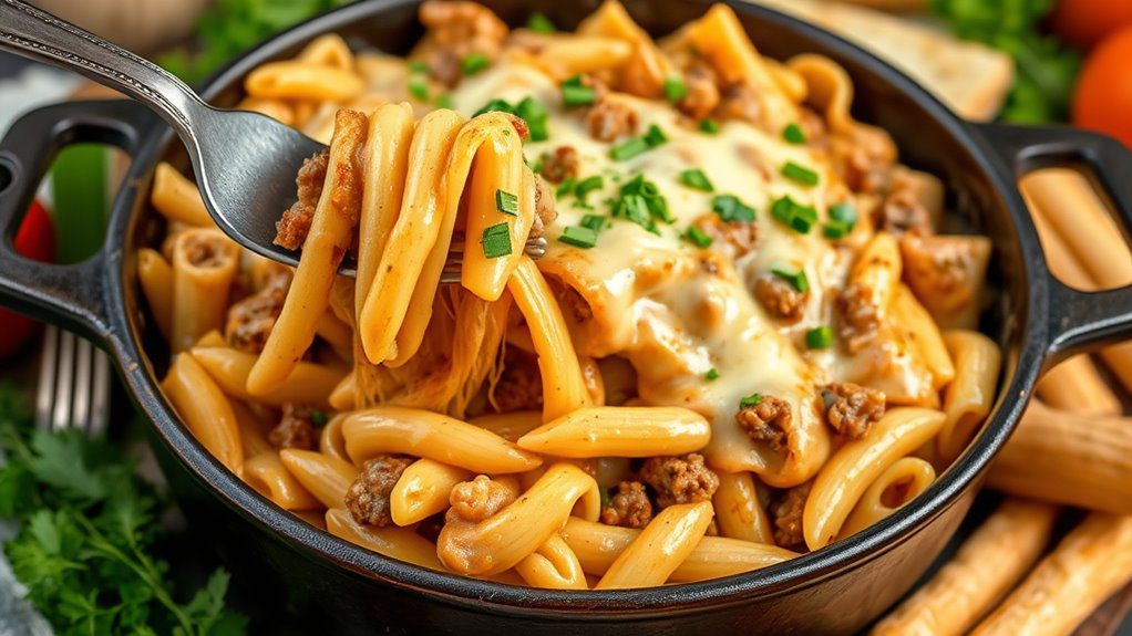cheesy hamburger pasta bake