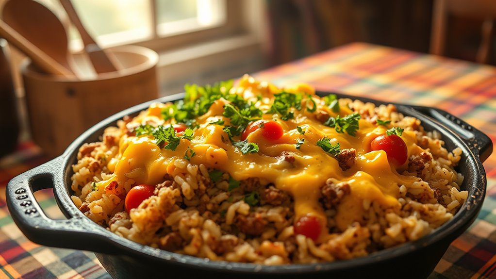 cheesy hamburger rice casserole cheesy hamburger rice casserole