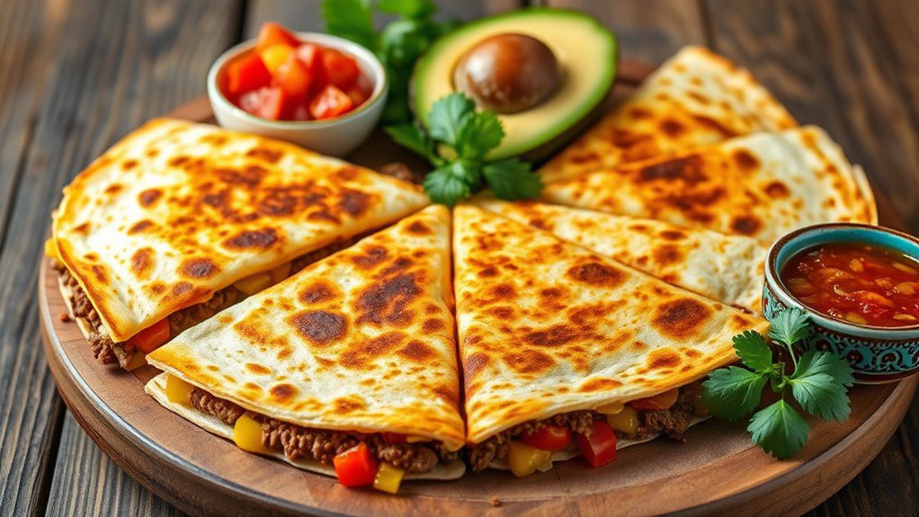 cheesy hamburger stuffed tortillas
