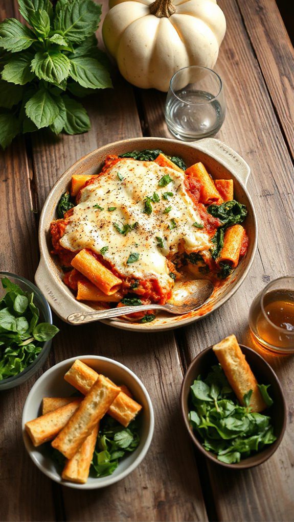 cheesy pasta with spinach