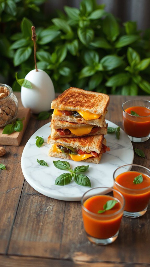 cheesy sandwich with soup