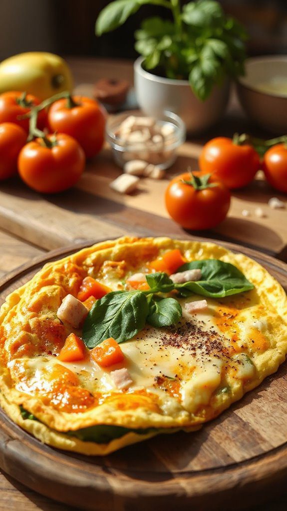 cheesy vegetable filled omelette