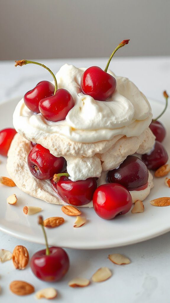 cherry almond meringue dessert