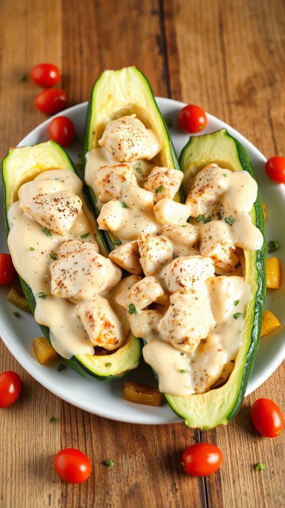 chicken alfredo stuffed zucchini chicken alfredo stuffed zucchini