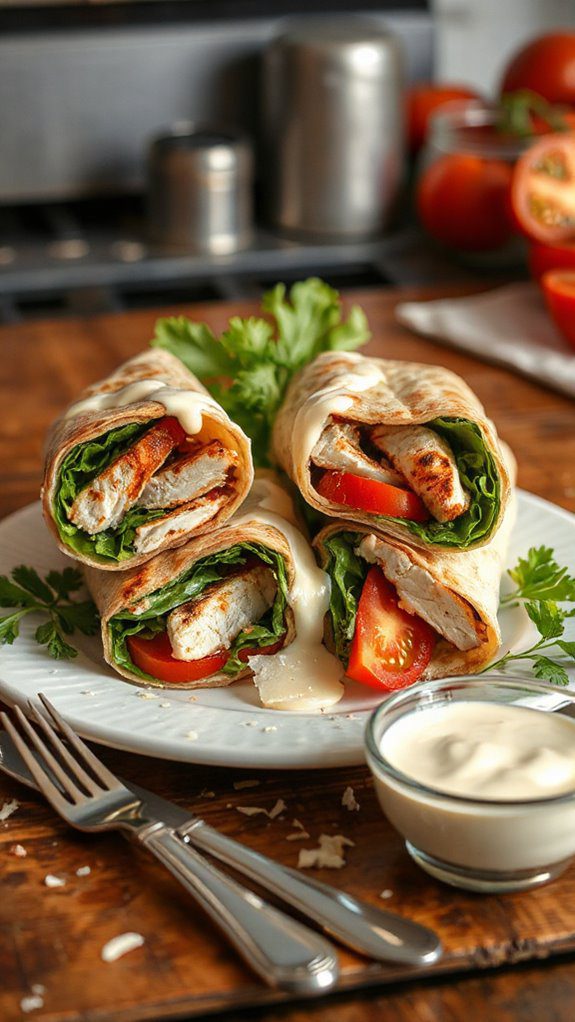 chicken caesar salad wraps