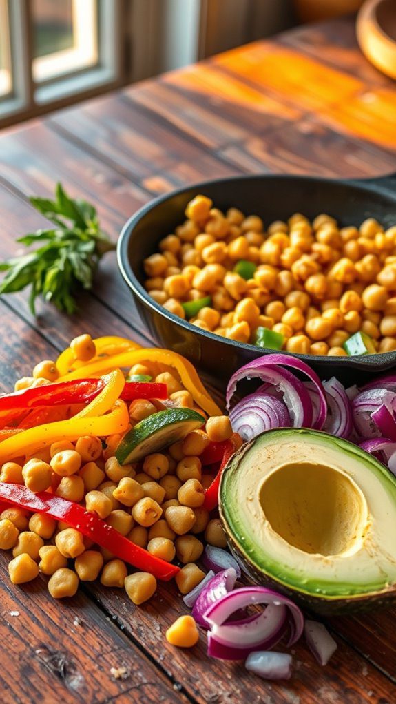 chickpea filled savory fajitas