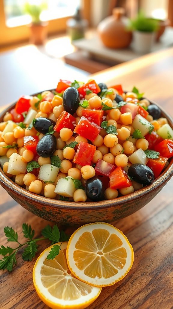 chickpea salad with mediterranean flavors chickpea salad with mediterranean flavors
