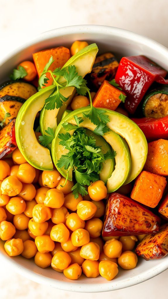 chickpeas and roasted vegetables
