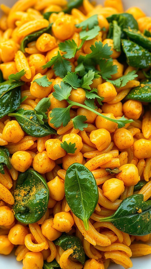 chickpeas spinach curried orzo