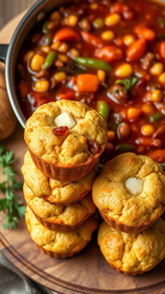 chili served with muffins chili served with muffins