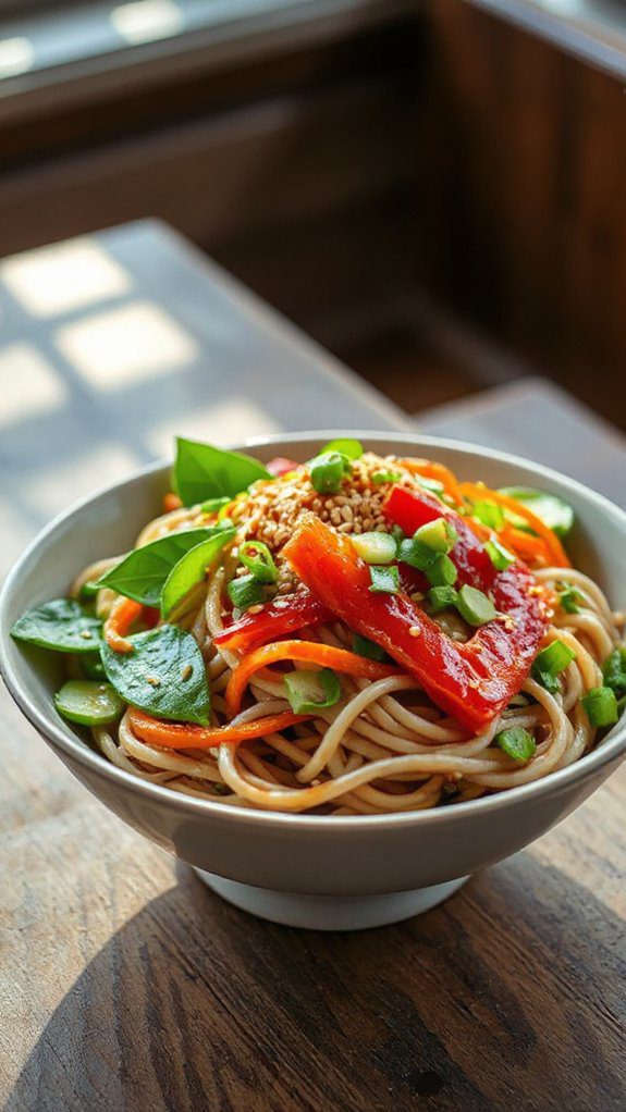 chilled soba noodle dish