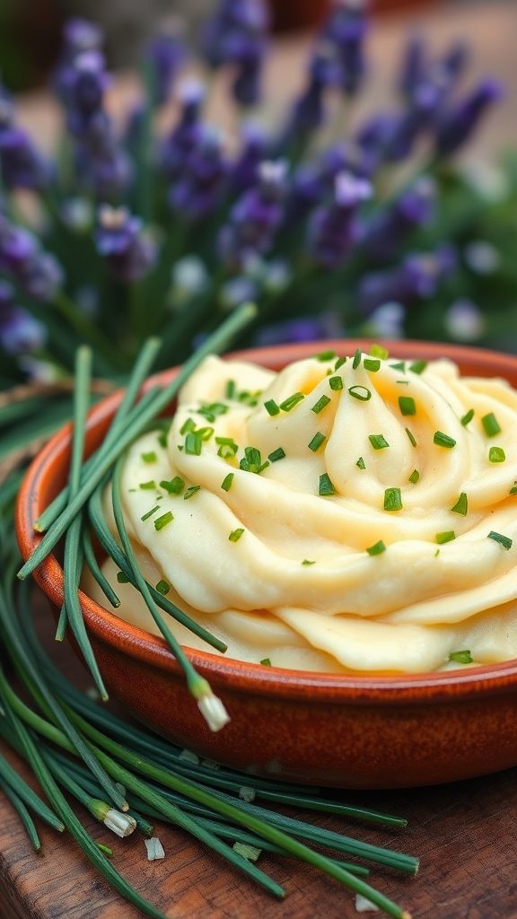 chive infused creamy mashed potatoes