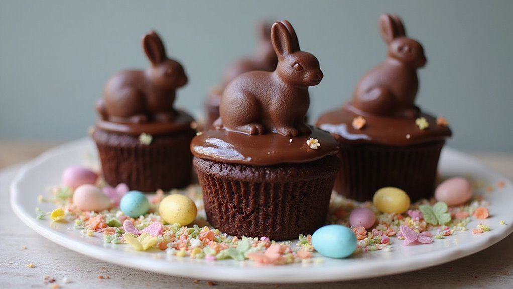 chocolate filled cupcake bunnies