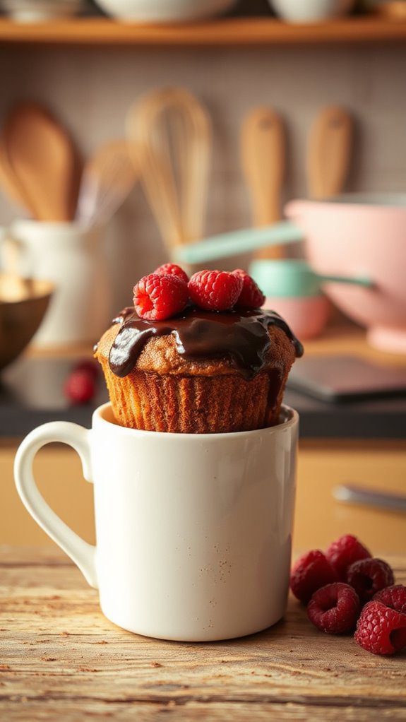 chocolate raspberry mug muffin