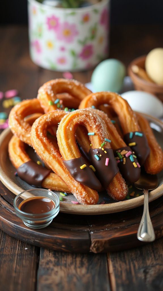 churros coated in chocolate