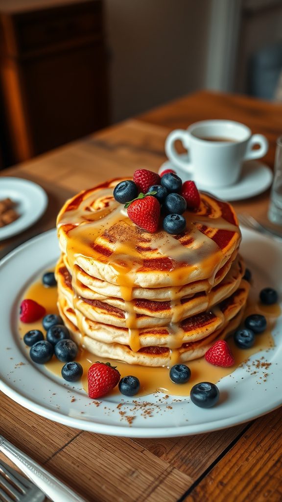 cinnamon roll inspired pancakes