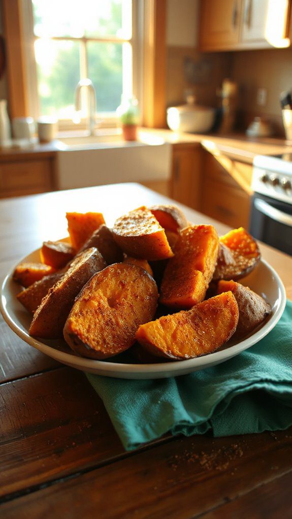 cinnamon sugar seasoned sweet potatoes