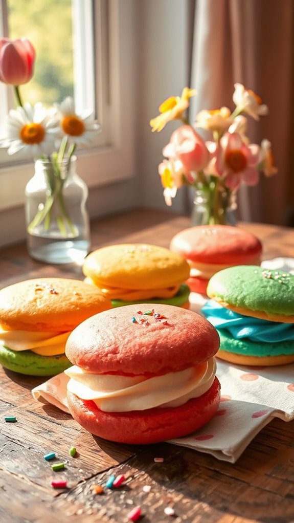 colorful cream filled cookies