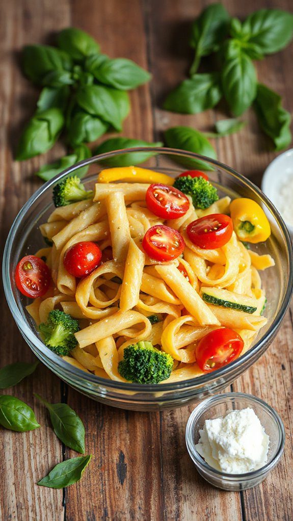 colorful fresh vegetable pasta
