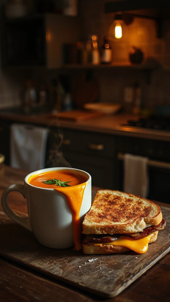 comforting soup and sandwich
