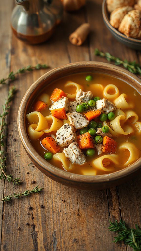 comforting warm chicken broth
