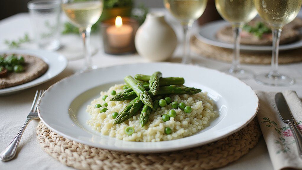 creamy asparagus pea risotto