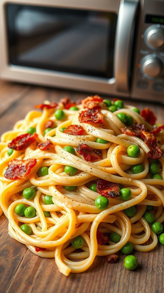 creamy bacon pea pasta