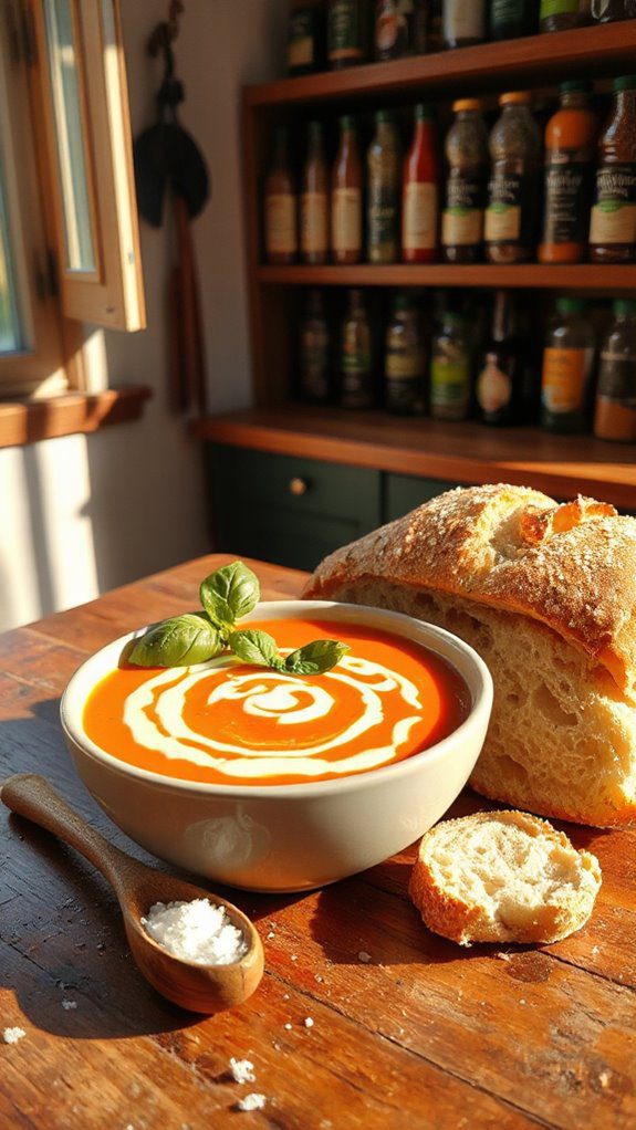 creamy basil infused tomato soup