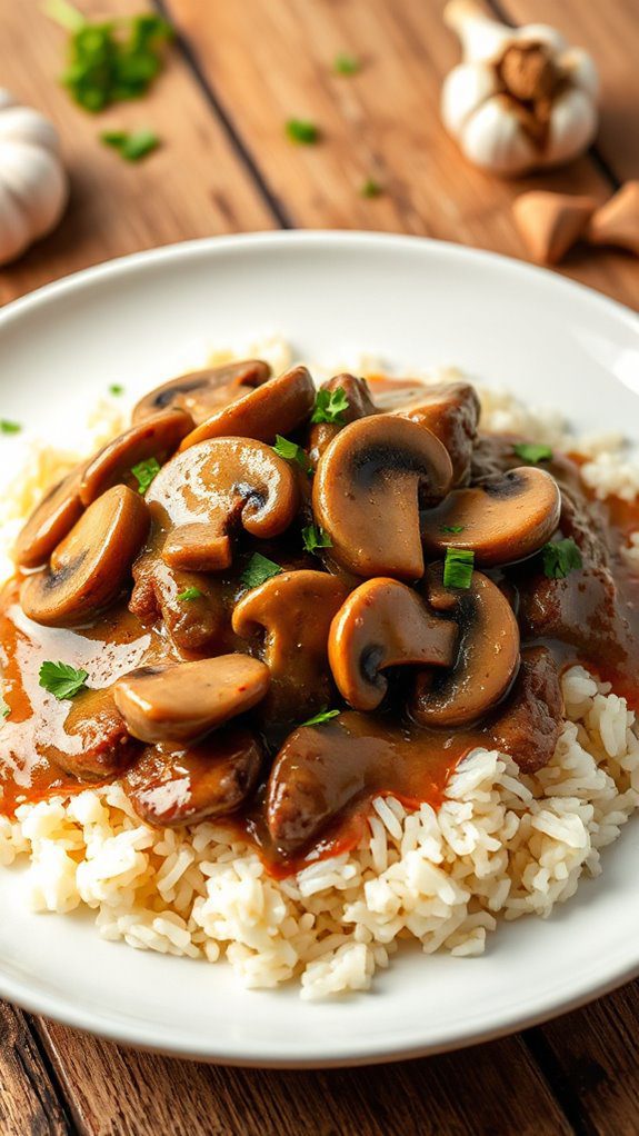 creamy beef over rice