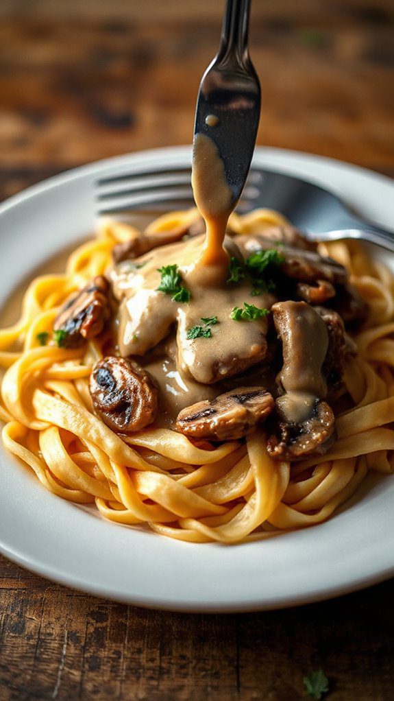 creamy beef pasta dish