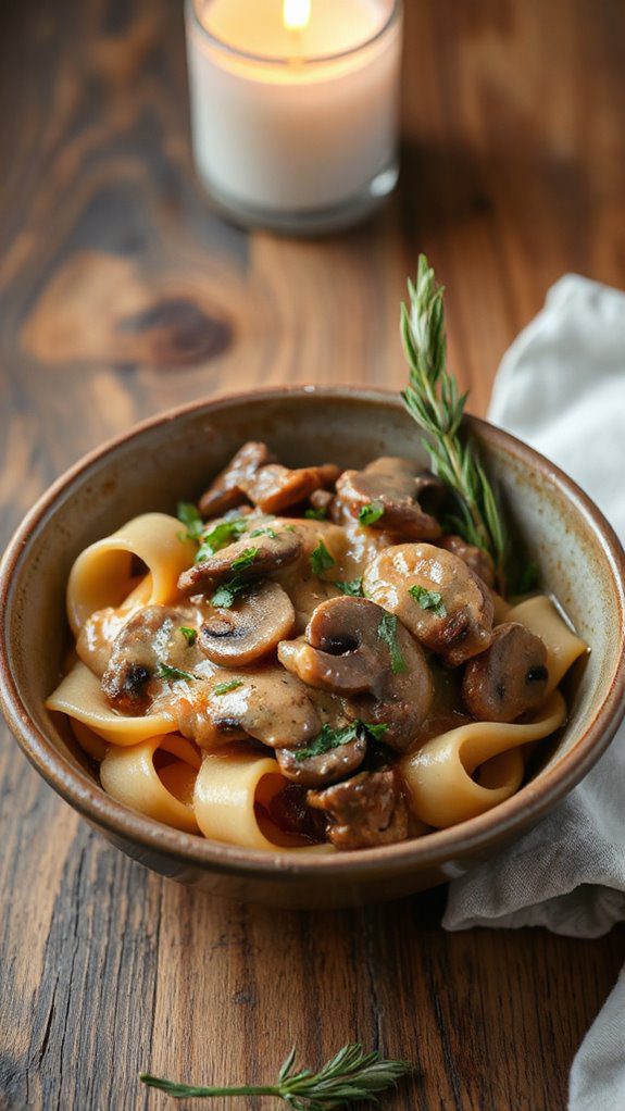 creamy beef pasta dish