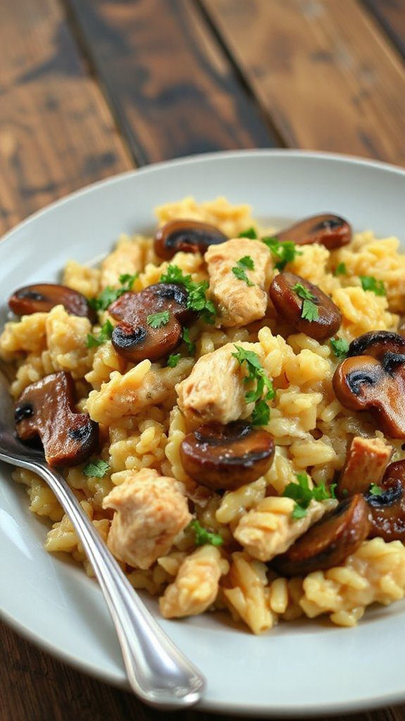 creamy chicken mushroom risotto