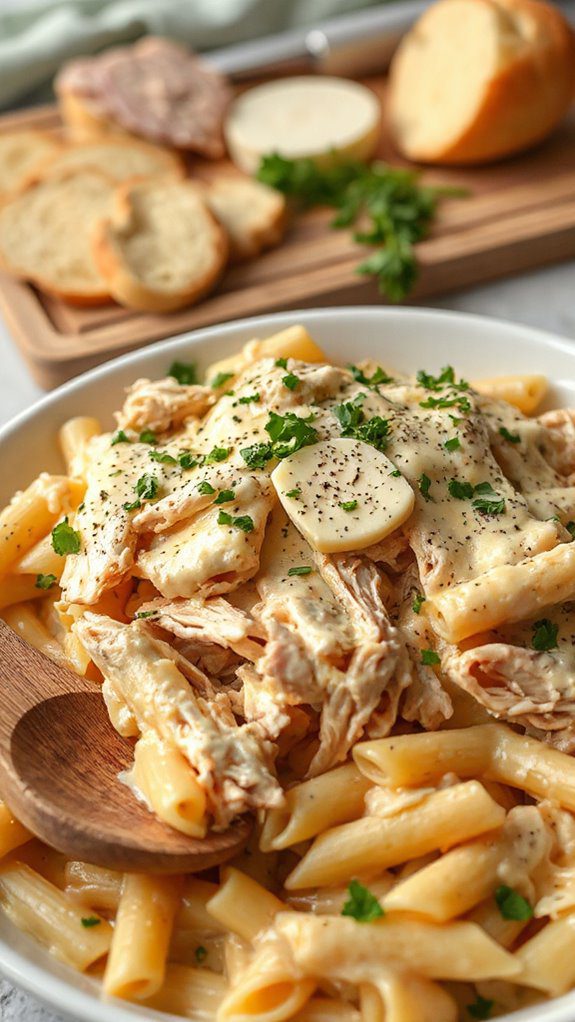 creamy chicken pasta bake
