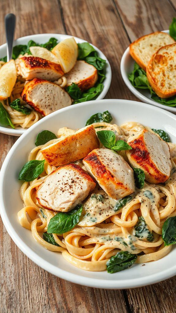 creamy chicken spinach pasta