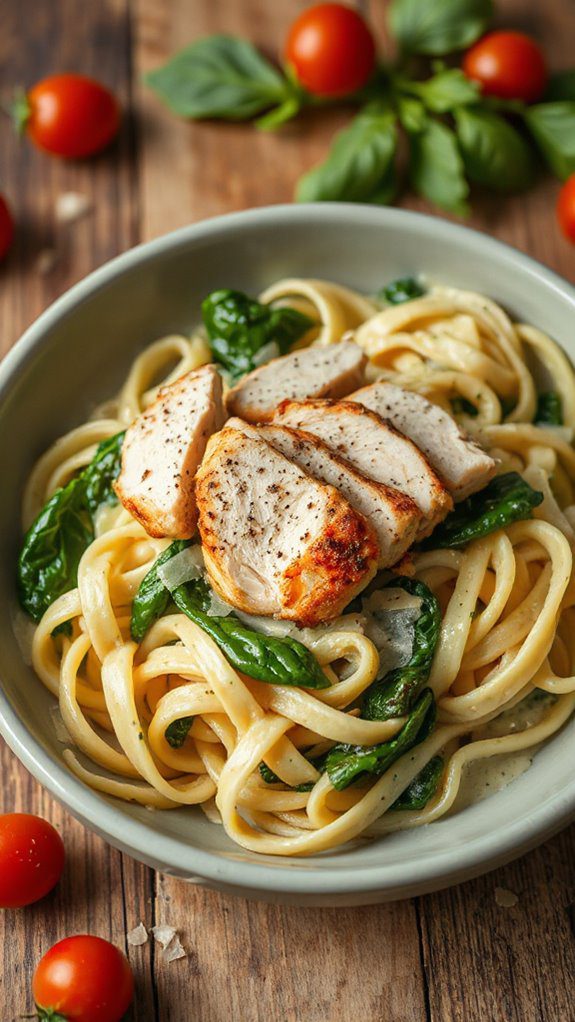 creamy chicken spinach pasta