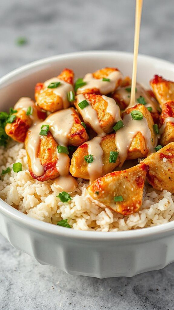 creamy garlic chicken bowl
